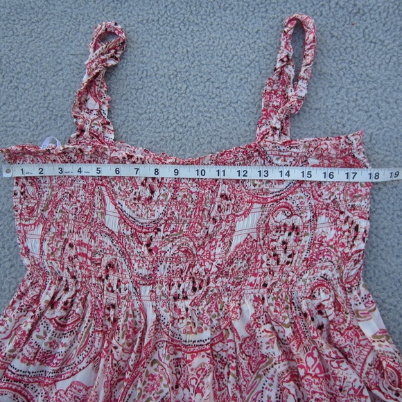 Calvin Klein Dresses Size 14 Burgundy Smocked‎ Slip Floral Flowy Summer Beach - Picture 9 of 14